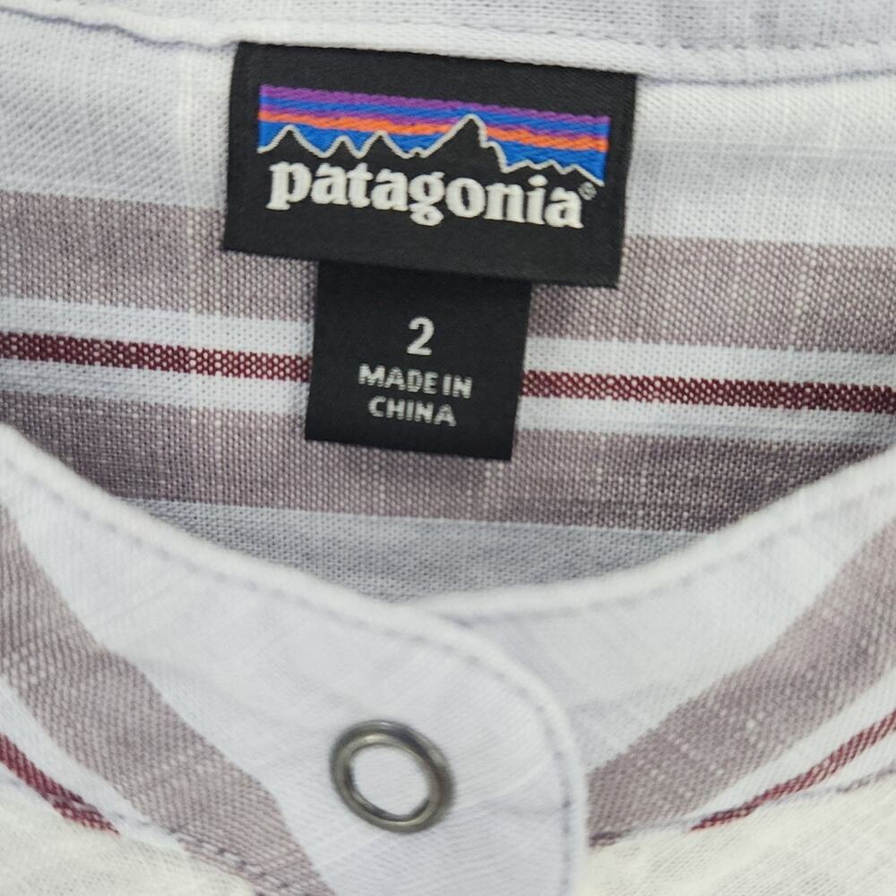 Patagonia Dress Women's Sz 2 Mini Plaid 3/4 Sleeve Tie Waist Flannel - Picture 4 of 5